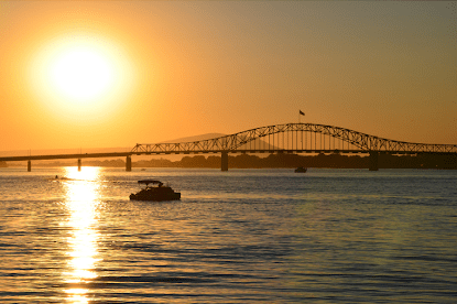 sunset on the columbia river in kennewick, washington.
